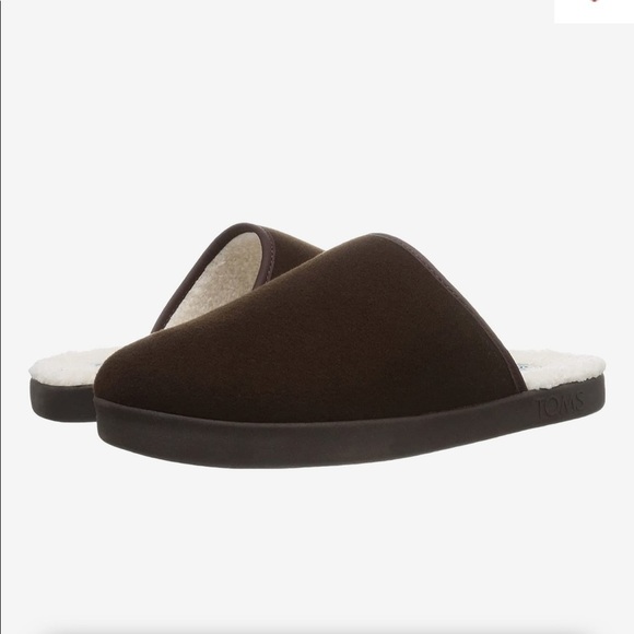 NIB! TOMS men\'s Harbor chocolate Repreve two tone felt slippers main image 4